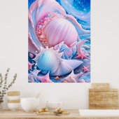 Blue and Pink Fantasy Beach Poster (Küche)