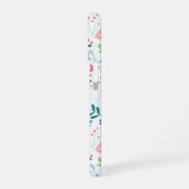 Blue and Pink Floral Pattern with Monogram Name iPhone 16 Hülle (Linke Seite)
