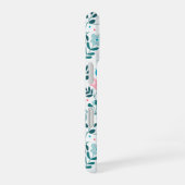 Blue and Pink Floral Pattern with Monogram Name iPhone 16 Hülle (Rechte Seite)
