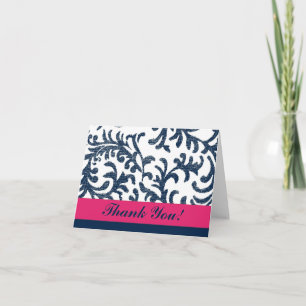 Blue and Pink Floral Thank You Dankeskarte
