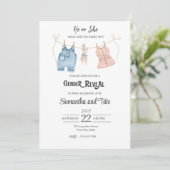 Blue and Pink Gender Reveal Invitation Einladung (Stehend Vorderseite)