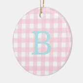 Blue and Pink Gingham Monogram Keramik Ornament (Links)