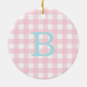 Blue and Pink Gingham Monogram Keramik Ornament (Hinten)