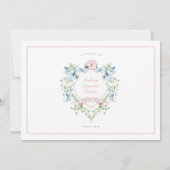 Blue and Pink Grandmillennial Blume Foto Baby Ankündigung (Rückseite)