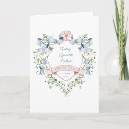 Blue and Pink Grandmillennial Ribbon Wappen Baby Ankündigung