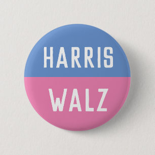Blue and Pink Harris Walz Kampagne Button