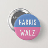 Blue and Pink Harris Walz Kampagne Button (Vorne & Hinten)