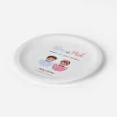 Blue and Pink Hatched Baby in Egg Pappteller (Schrägansicht)