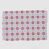 Blue and pink hues geometric patterned golfhandtuch (Horizontal)
