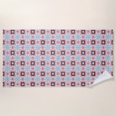 Blue and pink hues geometric patterned strandtuch (Vorderseite)