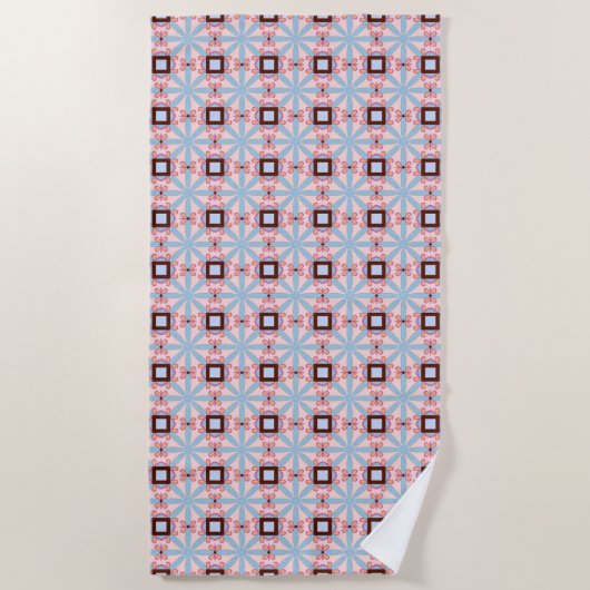 Blue and pink hues geometric patterned strandtuch (Vorderseite)