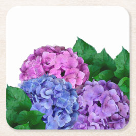 Blue and Pink Hydrangea Flowers  Rechteckiger Pappuntersetzer