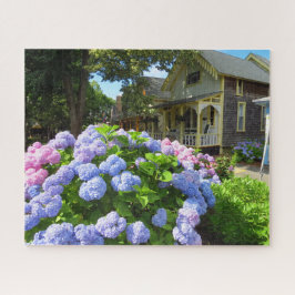Blue and Pink Hydrangeas - Martha's Vineyard Jigsa Puzzle