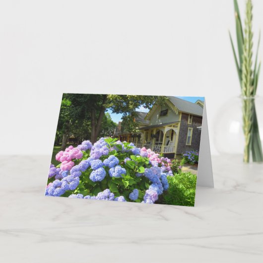 Blue and Pink Hydrangeas - Martha's Vineyard Karte (Vorderseite)