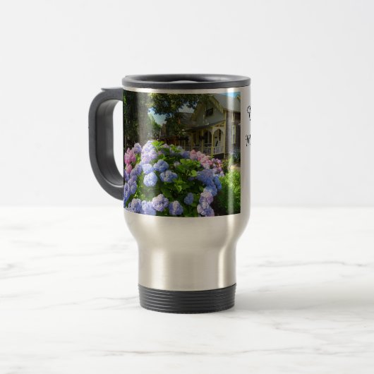 Blue and Pink Hydrangeas - Martha's Vineyard Reisebecher (Vorderseite Links)