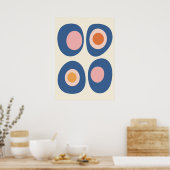 Blue and Pink Mid-Century Modern Pebble Art Poster (Küche)