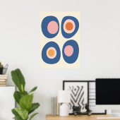 Blue and Pink Mid-Century Modern Pebble Art Poster (Heimbüro)