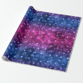 Blue and Pink Ombre Glitzer Celestial Pattern Geschenkpapier (Ungerollt)