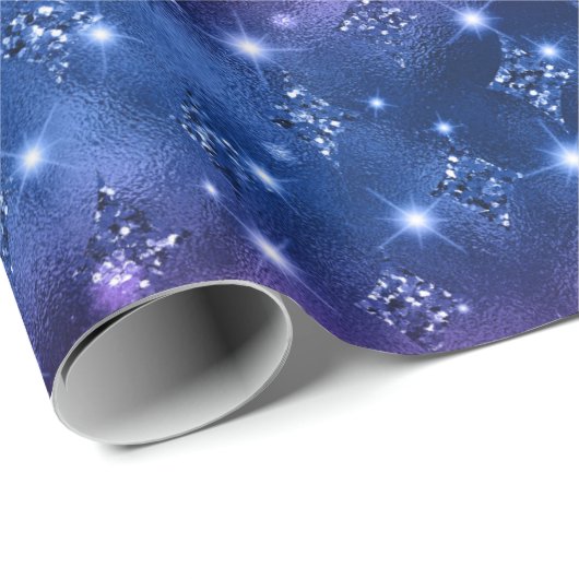 Blue and Pink Ombre Glitzer Celestial Pattern Geschenkpapier (Rolleneckpunkt)