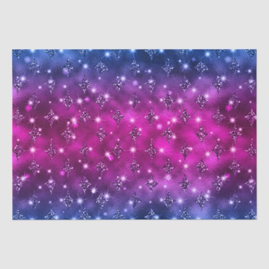 Blue and Pink Ombre Glitzer Celestial Pattern Seidenpapier (Vorderseite)