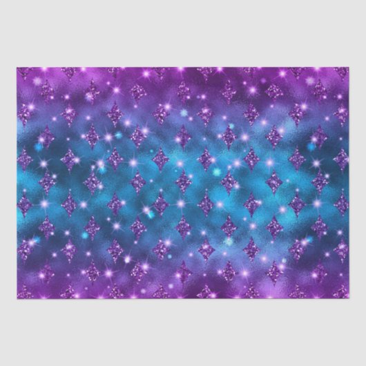 Blue and Pink Ombre Glitzer Celestial Pattern Seidenpapier (Vorderseite)