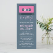 Blue and Pink Retro Mixtape Wedding Einladung (Stehend Vorderseite)