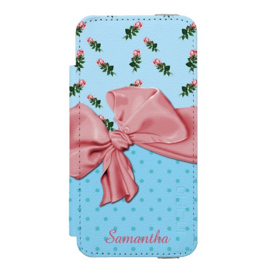 Blue and Pink Roses iPhone 5S Wallet Case Incipio iPhone Geldbeutel-Hülle (Folio Vorderseite)