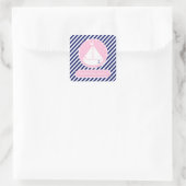 Blue and Pink Sailboat Babydusche Quadratischer Aufkleber (Tasche)