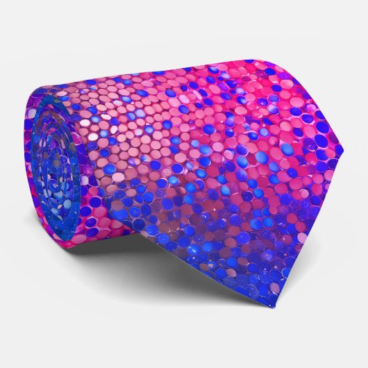Blue and Pink Sequence Neck Tie Krawatte (Gerollt)
