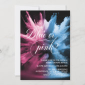 Blue and Pink Smoke Explosion Baby Gender Reveal Einladung (Vorderseite)