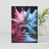 Blue and Pink Smoke Explosion Baby Gender Reveal Einladung (Stehend Vorderseite)