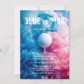 Blue and Pink Smoke Golf Sport Thema Geschlechterr Einladung (Vorderseite)