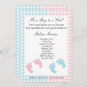 Blue and Pink Twins Sprinkle Dusche Einladung (Vorne/Hinten)