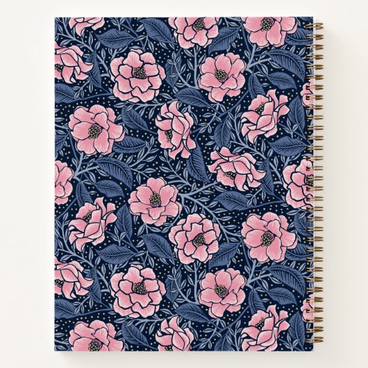 Blue and Pink Viktorianisch Camellia Dankesblatt Notizblock (Rückseite)