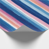 Blue and Pink Watercolor Coastal Stripes Geschenkpapier (Ecke)