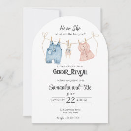 Blue and Pink Watercolor Gender Arch Invitation Einladung