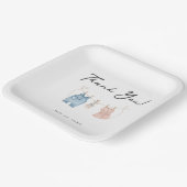 Blue and Pink Watercolor Gender Reveal Pappteller (Gewinkelt)