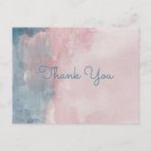 Blue and Pink Watercolor vielen Dank Postcard Einladungspostkarte (Vorderseite)