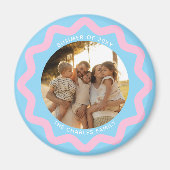 Blue and Pink Wavy Circle Photo Frame with Text Magnet (Vorne)