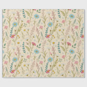Blue and Pink Wildflowers Delicate Meadow Art Geschenkpapier (Flach)