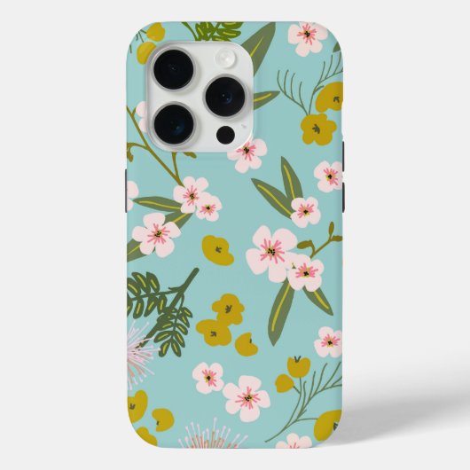 Blue and Pink Wüste Floral Phone Case (Rückseite)