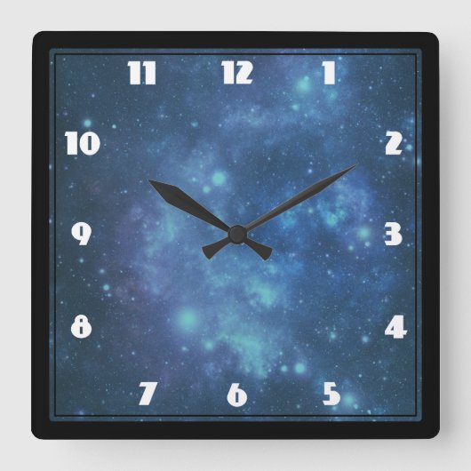 Blue and Purple Cosmic Space Image Quadratische Wanduhr (Vorderseite)