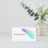 Blue And Purple Feather Art Watercolor Style Visitenkarte (Stehend Vorderseite)