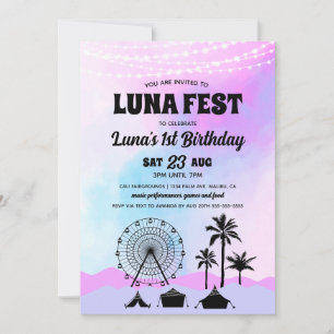 Blue and Purple Musik Festival Geburtstag Einladung