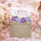 Blue and Purple Peony Bridal Shower Einladung