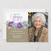 Blue and Purple Peony Celebration Of Life Einladung (Vorderseite)