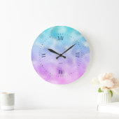 Blue and purple shimmering textur backgroun große wanduhr (Zuhause)