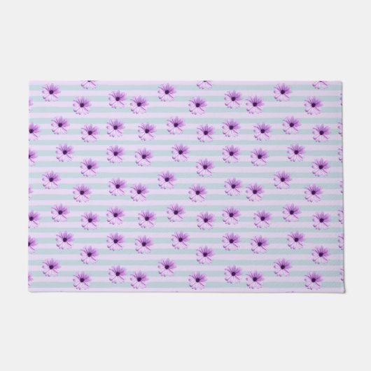 blue and purple striped daisy pattern fußmatte (Vorderseite)