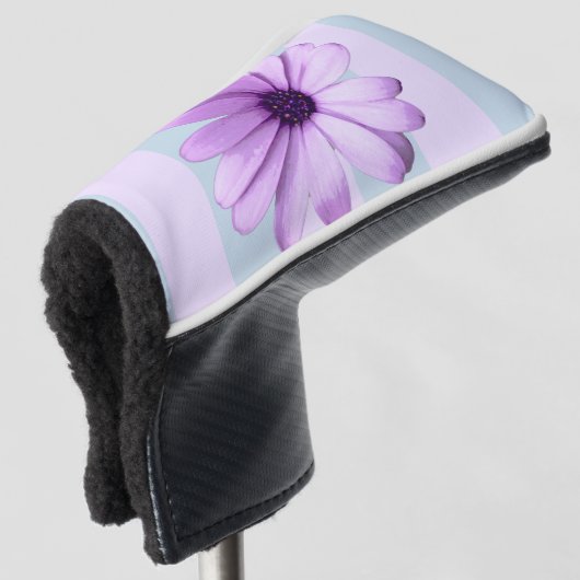 blue and purple striped daisy pattern golf headcover (3/4 Vorderseite)
