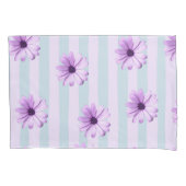 blue and purple striped daisy pattern kissenbezug (Vorderseite-Links)